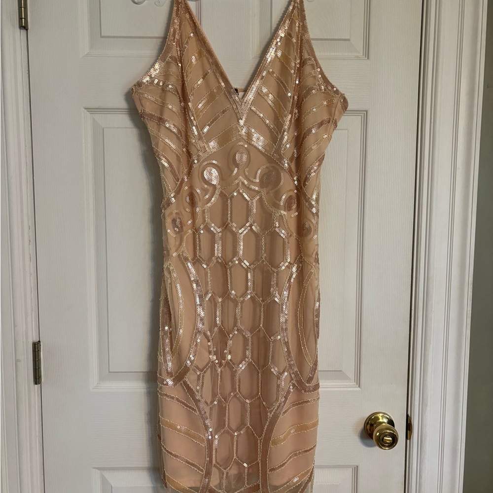 Glamorous Sequin Dress in Champagne